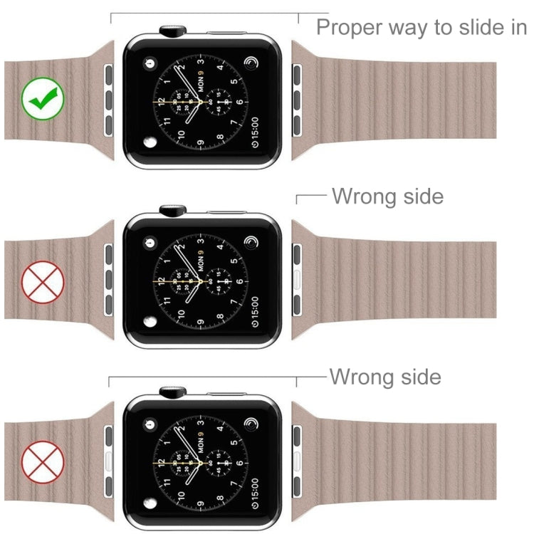 Pour Apple Watch 38mm boucle fermeture magnétique fermoir bracelet de montre en cuir PU