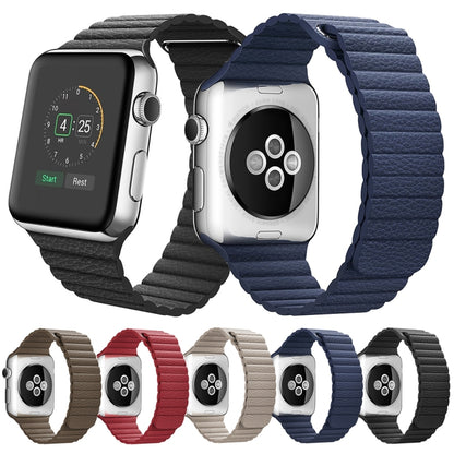 Pour Apple Watch 38mm boucle fermeture magnétique fermoir bracelet de montre en cuir PU