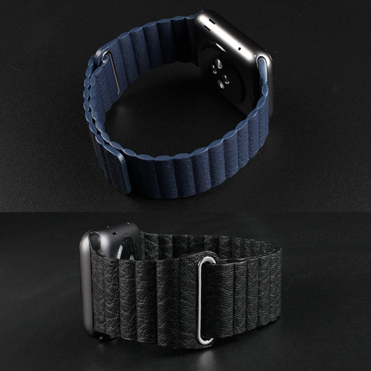 Pour Apple Watch 42mm boucle fermeture magnétique fermoir bracelet de montre en cuir PU