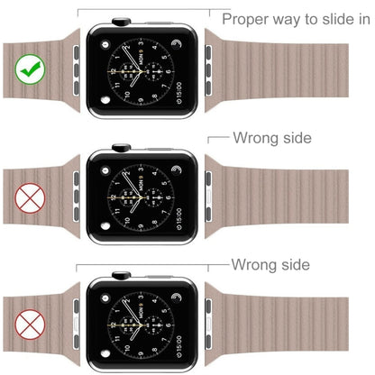 Pour Apple Watch 42mm boucle fermeture magnétique fermoir bracelet de montre en cuir PU