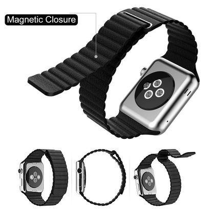 Pour Apple Watch 42mm boucle fermeture magnétique fermoir bracelet de montre en cuir PU