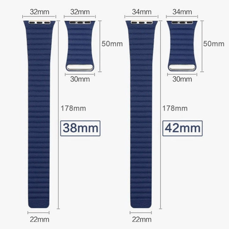 Pour Apple Watch 42mm boucle fermeture magnétique fermoir bracelet de montre en cuir PU
