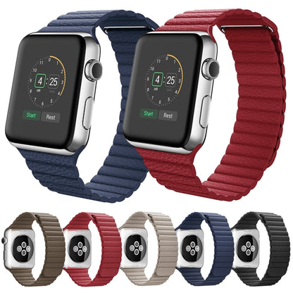 Pour Apple Watch 42mm boucle fermeture magnétique fermoir bracelet de montre en cuir PU