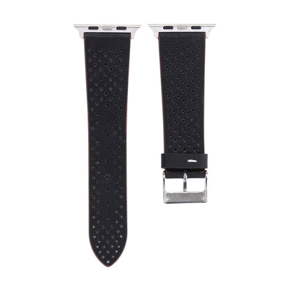 Pour Apple Watch Series 8 & 7 41mm / SE 2 & 6 & SE & 5 & 4 40mm / 3 & 2 & 1 38mm Simple mode bracelet de montre en cuir véritable à motif de trou, 38mm