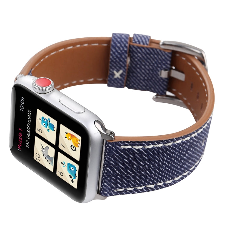 Pour Apple Watch Series 8 & 7 41mm / SE 2 & 6 & SE & 5 & 4 40mm / 3 & 2 & 1 38mm Simple mode cuir véritable motif Cowboy bracelet de montre, 38mm