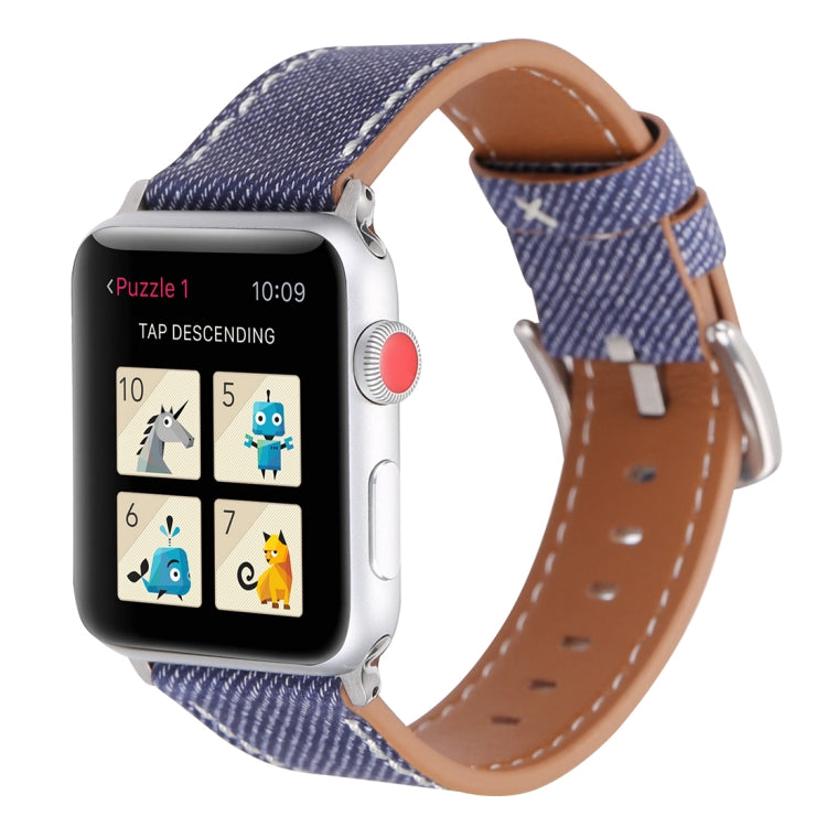 Pour Apple Watch Series 8 & 7 41mm / SE 2 & 6 & SE & 5 & 4 40mm / 3 & 2 & 1 38mm Simple mode cuir véritable motif Cowboy bracelet de montre, 38mm