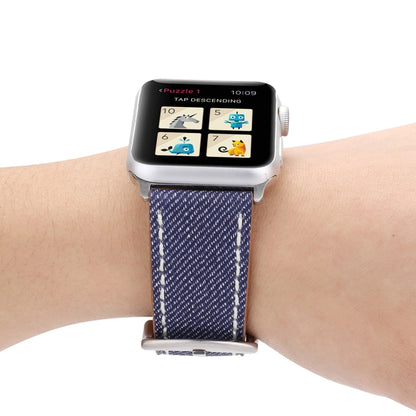 Pour Apple Watch Series 8 & 7 41mm / SE 2 & 6 & SE & 5 & 4 40mm / 3 & 2 & 1 38mm Simple mode cuir véritable motif Cowboy bracelet de montre, 38mm