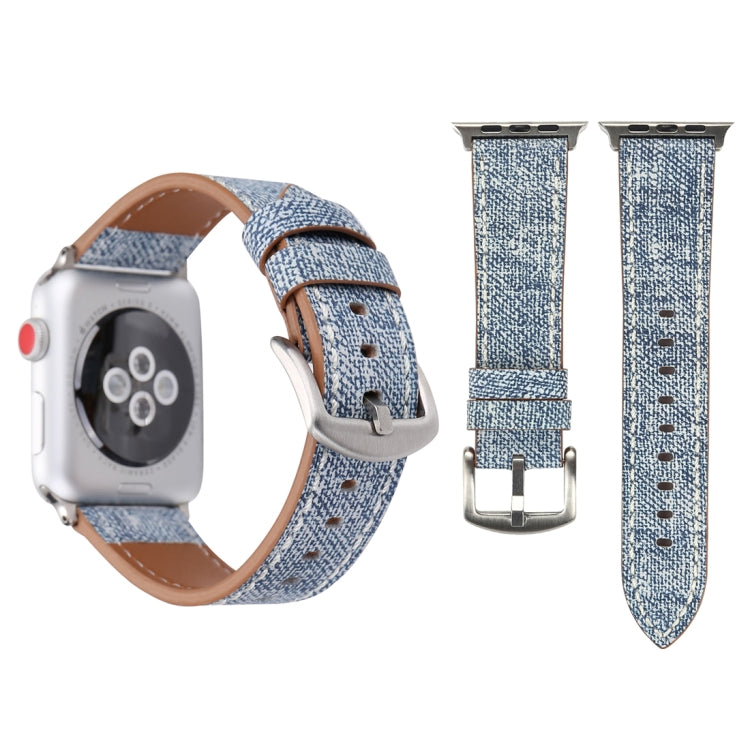 Pour Apple Watch Series 8 & 7 41mm / SE 2 & 6 & SE & 5 & 4 40mm / 3 & 2 & 1 38mm Simple mode cuir véritable motif Cowboy bracelet de montre, 38mm