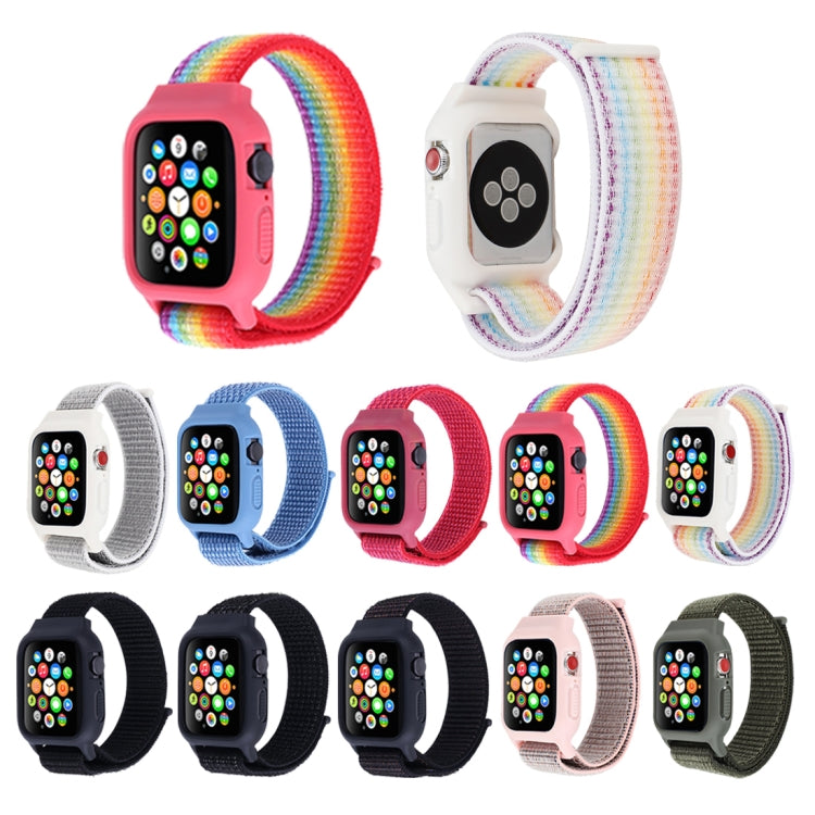Pour Apple Watch Series 7 45 mm / 6 & SE & 5 & 4 44 mm / 3 & 2 & 1 42 mm Bracelet de montre en nylon avec fermeture auto-agrippante, For Apple Watch Series 7 45mm / 6 & SE & 5 & 4 44mm / 3 & 2 & 1 42mm                                                   ...