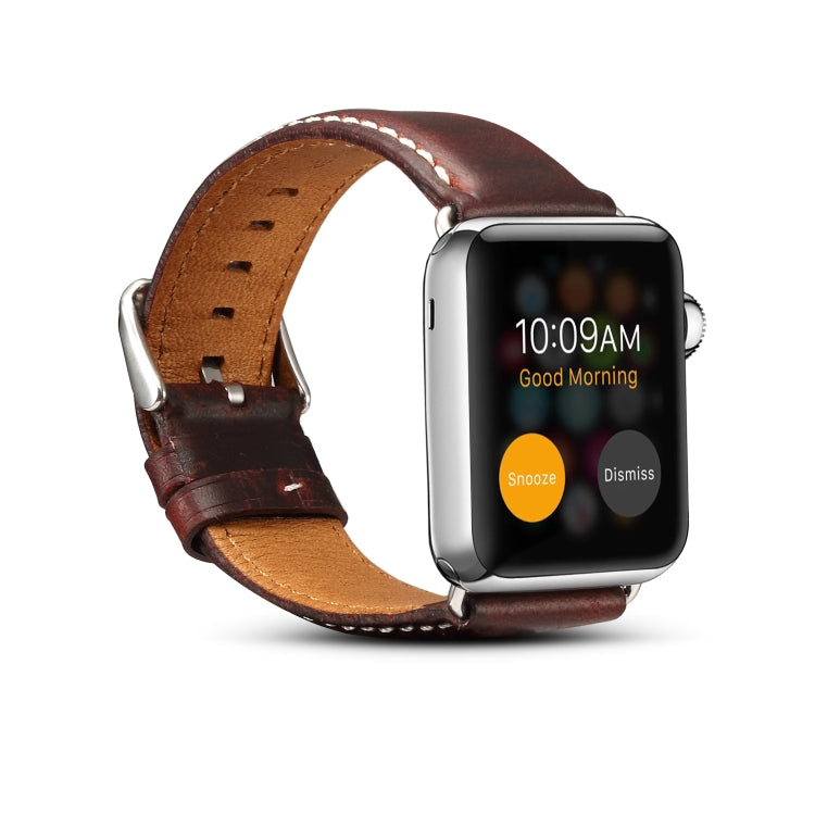 Denior Bracelet de montre rétro en cuir ciré à l'huile pour Apple Watch Series 7 45 mm/6 & SE & 5 & 4 44 mm/3 & 2 & 1 42 mm