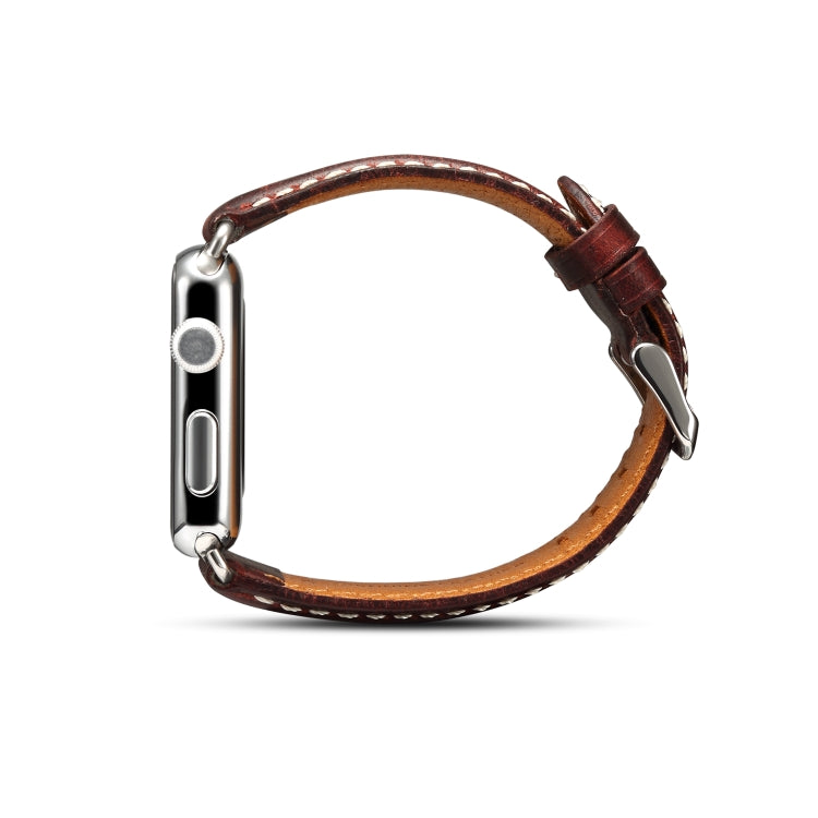 Denior Bracelet de montre rétro en cuir ciré à l'huile pour Apple Watch Series 7 45 mm/6 & SE & 5 & 4 44 mm/3 & 2 & 1 42 mm