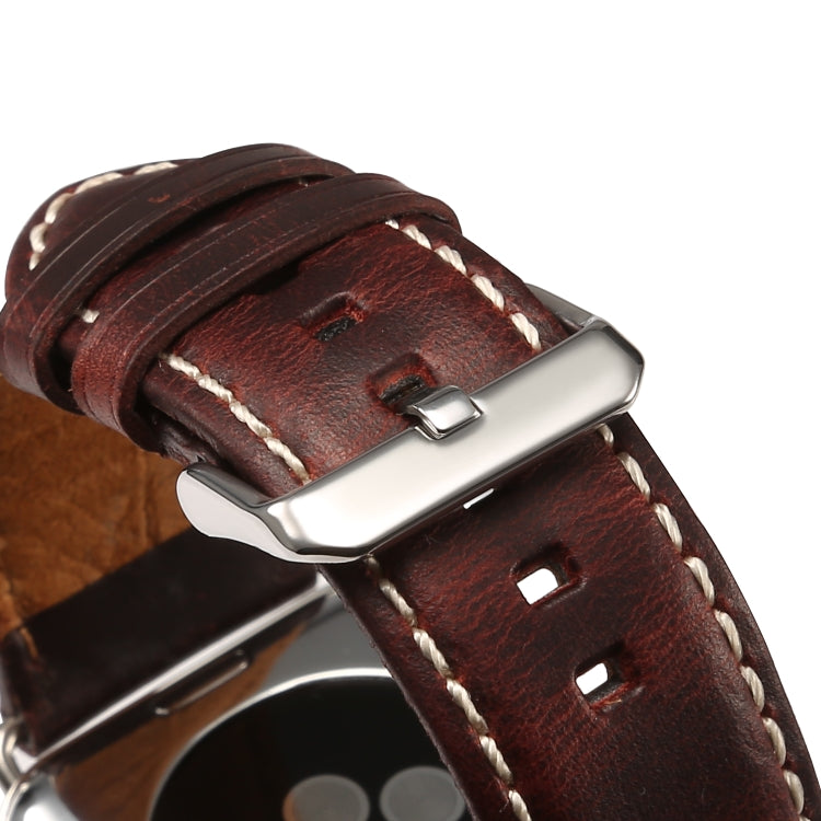 Denior Bracelet de montre rétro en cuir ciré à l'huile pour Apple Watch Series 7 45 mm/6 & SE & 5 & 4 44 mm/3 & 2 & 1 42 mm