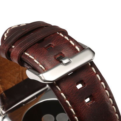 Denior Bracelet de montre rétro en cuir ciré à l'huile pour Apple Watch Series 7 45 mm/6 & SE & 5 & 4 44 mm/3 & 2 & 1 42 mm