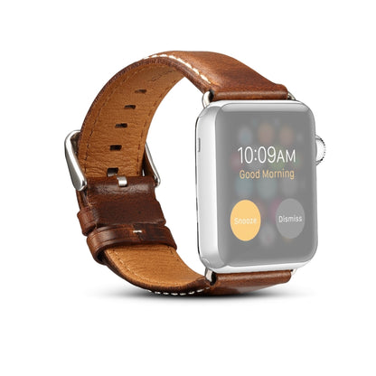 Denior Bracelet de montre rétro en cuir ciré à l'huile pour Apple Watch Series 7 45 mm/6 & SE & 5 & 4 44 mm/3 & 2 & 1 42 mm