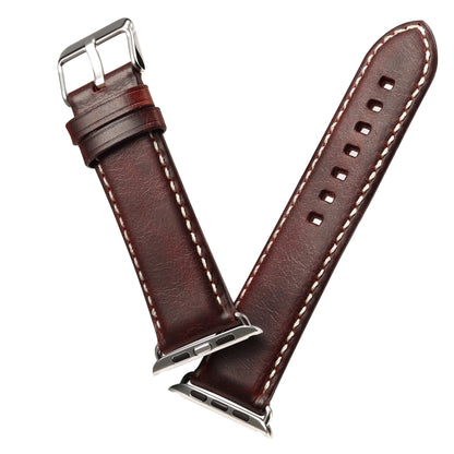 Denior Bracelet de montre rétro en cuir ciré à l'huile pour Apple Watch Series 8&7 41 mm / SE 2&6&SE&5&4 40 mm / 3&2&1 38 mm