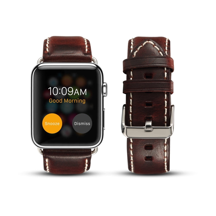 Denior Bracelet de montre rétro en cuir ciré à l'huile pour Apple Watch Series 8&7 41 mm / SE 2&6&SE&5&4 40 mm / 3&2&1 38 mm