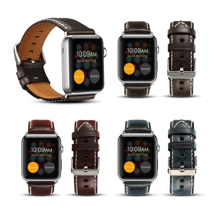 Denior Bracelet de montre rétro en cuir ciré à l'huile pour Apple Watch Series 8&7 41 mm / SE 2&6&SE&5&4 40 mm / 3&2&1 38 mm