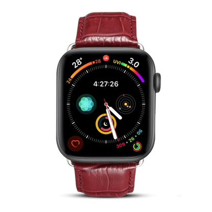 Denior Bracelet de montre en cuir de vachette à grain de crocodile pour Apple Watch Series 7 45 mm / 6 & SE & 5 & 4 44 mm / 3 & 2 & 1 42 mm