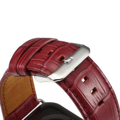 Denior Bracelet de montre en cuir de vachette à grain de crocodile pour Apple Watch Series 7 45 mm / 6 & SE & 5 & 4 44 mm / 3 & 2 & 1 42 mm