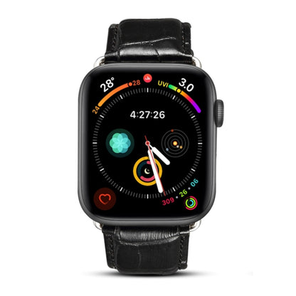 Denior Bracelet de montre en cuir de vachette à grain de crocodile pour Apple Watch Series 7 45 mm / 6 & SE & 5 & 4 44 mm / 3 & 2 & 1 42 mm