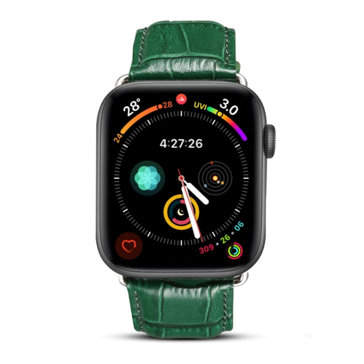 Denior Bracelet de montre en cuir de vachette à grain de crocodile pour Apple Watch Series 7 45 mm / 6 & SE & 5 & 4 44 mm / 3 & 2 & 1 42 mm
