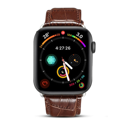 Denior Bracelet de montre en cuir de vachette à grain de crocodile pour Apple Watch Series 7 45 mm / 6 & SE & 5 & 4 44 mm / 3 & 2 & 1 42 mm