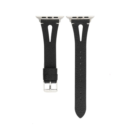 Bracelet de montre en cuir simple en forme de V pour Apple Watch Ultra 49 mm / Série 8&7 45 mm / SE 2&6&SE&5&4 44 mm / 3&2&1 42 mm