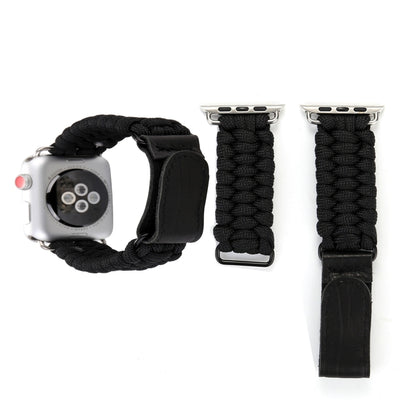 Magic Paste Bracelet de montre en nylon avec corde de parapluie en cuir véritable avec boucle en acier inoxydable pour Apple Watch Series 8&7 41 mm / SE 2&6&SE&5&4 40 mm / 3&2&1 38 mm, 7 41mm / 6&SE&5&4 40mm / 3&2&1 38mm