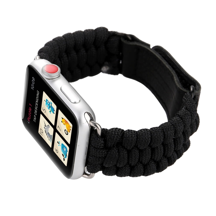 Magic Paste Bracelet de montre en nylon avec corde de parapluie en cuir véritable avec boucle en acier inoxydable pour Apple Watch Series 8&7 41 mm / SE 2&6&SE&5&4 40 mm / 3&2&1 38 mm, 7 41mm / 6&SE&5&4 40mm / 3&2&1 38mm