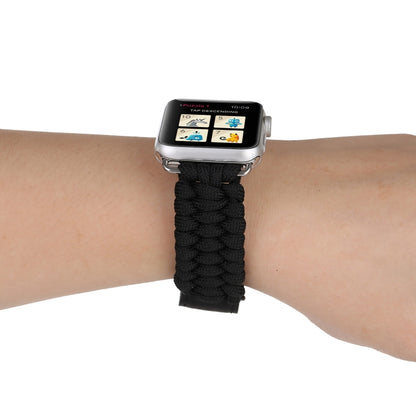 Magic Paste Bracelet de montre en nylon avec corde de parapluie en cuir véritable avec boucle en acier inoxydable pour Apple Watch Series 8&7 41 mm / SE 2&6&SE&5&4 40 mm / 3&2&1 38 mm, 7 41mm / 6&SE&5&4 40mm / 3&2&1 38mm