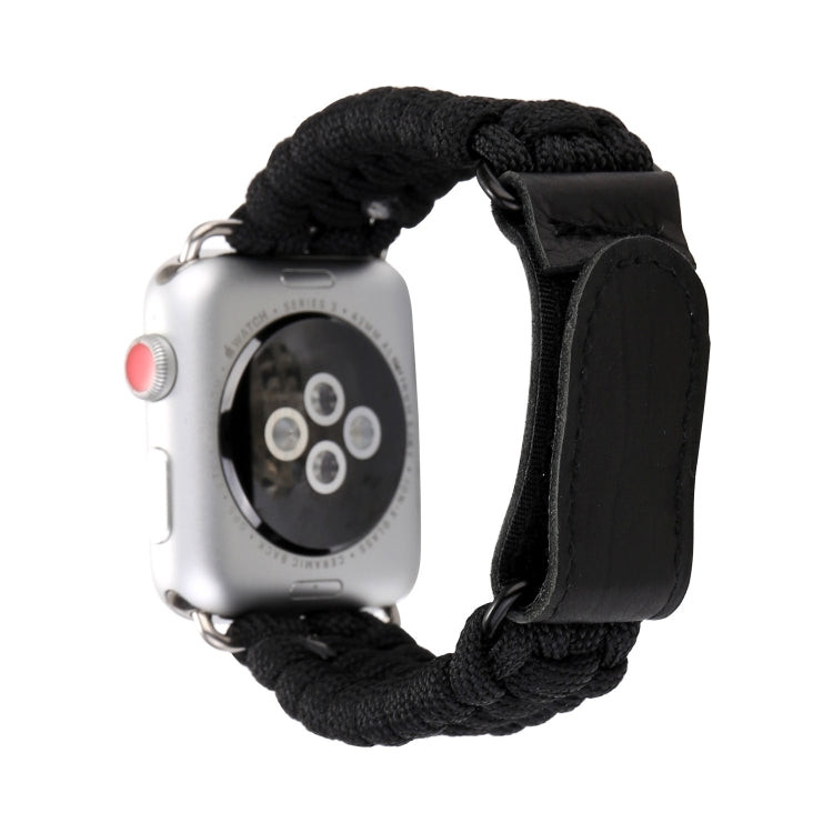 Magic Paste Bracelet de montre en nylon avec corde de parapluie en cuir véritable avec boucle en acier inoxydable pour Apple Watch Ultra 49 mm / Série 8 et 7 45 mm / SE 2&6&SE&5&4 44 mm / 3&2&1 42 mm, 7 45mm / 6&SE&5&4 44mm / 3&2&1 42mm