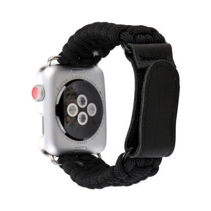 Magic Paste Bracelet de montre en nylon avec corde de parapluie en cuir véritable avec boucle en acier inoxydable pour Apple Watch Ultra 49 mm / Série 8 et 7 45 mm / SE 2&6&SE&5&4 44 mm / 3&2&1 42 mm, 7 45mm / 6&SE&5&4 44mm / 3&2&1 42mm