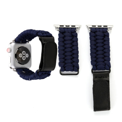 Magic Paste Bracelet de montre en nylon avec corde de parapluie en cuir véritable avec boucle en acier inoxydable pour Apple Watch Ultra 49 mm / Série 8 et 7 45 mm / SE 2&6&SE&5&4 44 mm / 3&2&1 42 mm, 7 45mm / 6&SE&5&4 44mm / 3&2&1 42mm