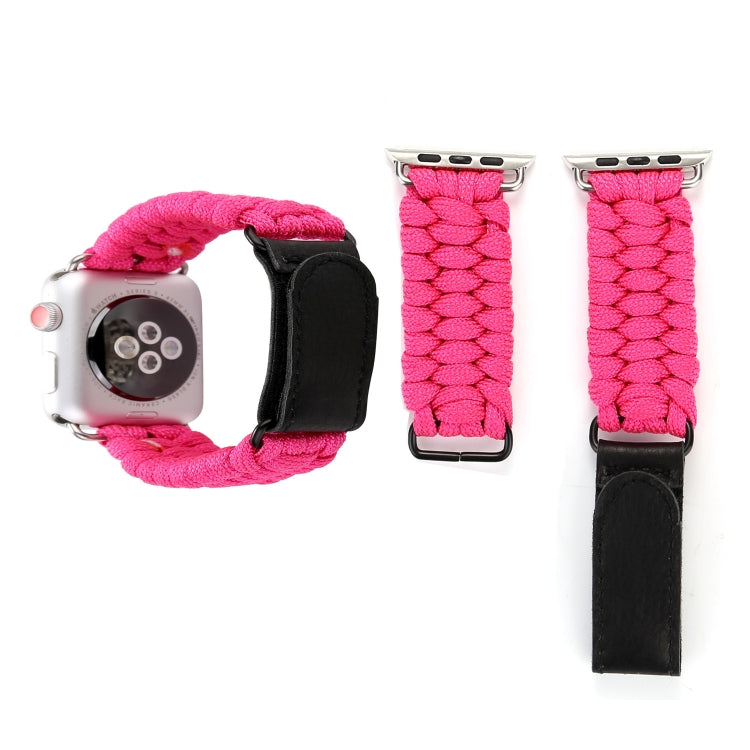 Magic Paste Bracelet de montre en nylon avec corde de parapluie en cuir véritable avec boucle en acier inoxydable pour Apple Watch Ultra 49 mm / Série 8 et 7 45 mm / SE 2&6&SE&5&4 44 mm / 3&2&1 42 mm, 7 45mm / 6&SE&5&4 44mm / 3&2&1 42mm