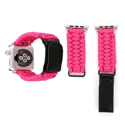 Magic Paste Bracelet de montre en nylon avec corde de parapluie en cuir véritable avec boucle en acier inoxydable pour Apple Watch Ultra 49 mm / Série 8 et 7 45 mm / SE 2&6&SE&5&4 44 mm / 3&2&1 42 mm, 7 45mm / 6&SE&5&4 44mm / 3&2&1 42mm