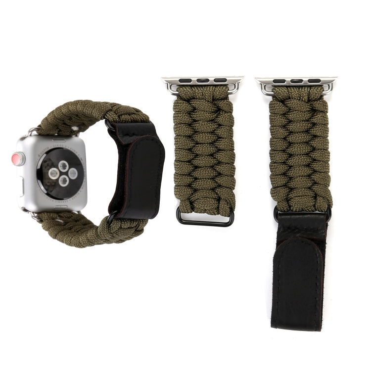 Magic Paste Bracelet de montre en nylon avec corde de parapluie en cuir véritable avec boucle en acier inoxydable pour Apple Watch Ultra 49 mm / Série 8 et 7 45 mm / SE 2&6&SE&5&4 44 mm / 3&2&1 42 mm, 7 45mm / 6&SE&5&4 44mm / 3&2&1 42mm