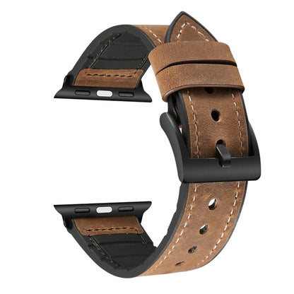 Crazy Horse Texture TPU + Bracelet de montre en acier inoxydable pour Apple Watch Series 7 45 mm / 6 & SE & 5 & 4 44 mm / 3 & 2 & 1 42 mm, 44mm