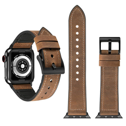 Crazy Horse Texture TPU + Bracelet de montre en acier inoxydable pour Apple Watch Series 7 41 mm / 6 & SE & 5 & 4 40 mm / 3 & 2 & 1 38 mm, 40mm