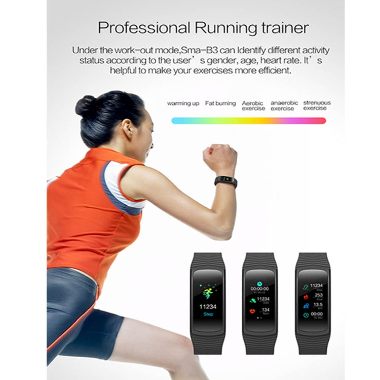 SMA-B3 Fitness Tracker 0,96 pouces Bracelet intelligent Bluetooth, étanche IP67, suivi d'activité / moniteur de fréquence cardiaque / tensiomètre / capture à distance, SMA-B3/Black, SMA-B3/Orange, SMA-B3/Green, SMA-B3/Blue