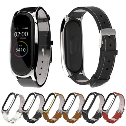 Mijobs – boîtier magnétique sans vis, bracelet de montre en cuir de première qualité pour Xiaomi Mi Band 3 & 4 & 5 & 6, hôte non inclus
