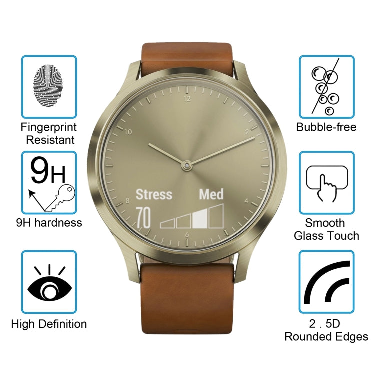 ENKAY Hat-Prince pour montre intelligente Garmin Vivomove HR 0,2 mm 9H Dureté de surface 2,15D Film d'écran en verre trempé antidéflagrant 2 pièces, For Garmin Vivomove HR