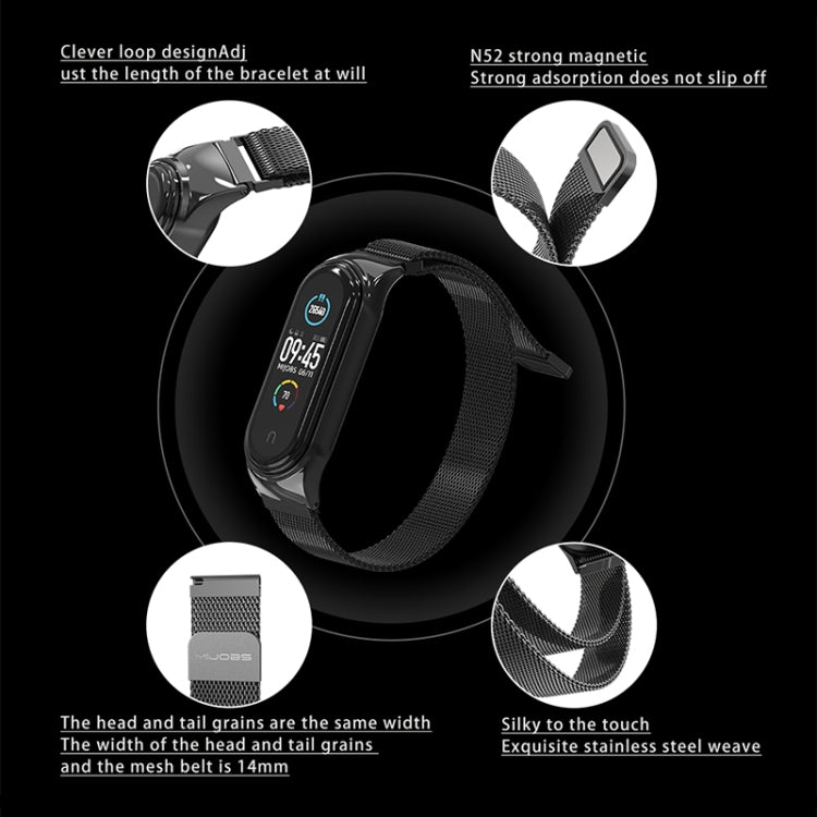 Mijobs Milan CS Boîtier de bracelet de montre en métal avec boucle sans vis pour Xiaomi Mi Band 3 & 4 & 5 & 6, hôte non inclus
