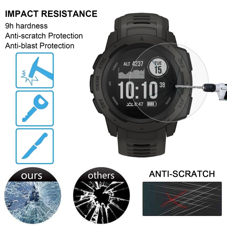 ENKAY Hat-Prince 0.2mm 9H 2.15D Film en verre trempé à bord incurvé pour montre de sport intelligente Garmin Instinct 2 pièces, 2 PCS Garmin Instinct