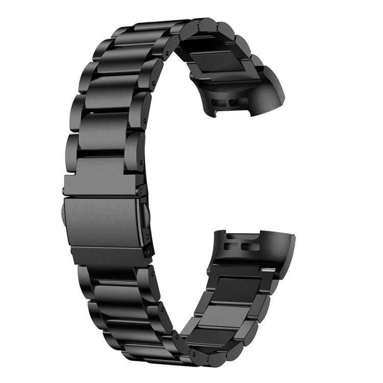 Bracelet de montre en acier inoxydable solide avec boucle de fronde à trois perles pour Fitbit Charge 3