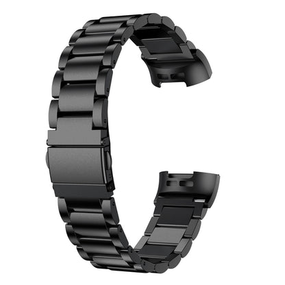 Bracelet de montre en acier inoxydable solide avec boucle de fronde à trois perles pour Fitbit Charge 3