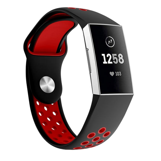 Bracelet de montre en silicone à trou rond bicolore pour Fitbit Charge 3, taille du bracelet de montre : 130-195 mm
