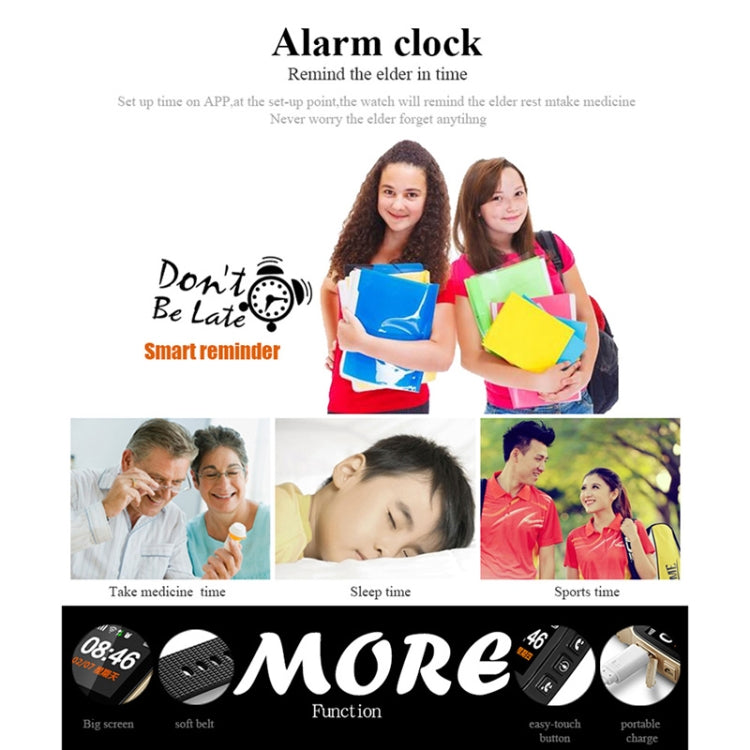 Montre intelligente GPS D99+ avec écran LCD HD de 1,22 pouces pour personnes âgées, étanche, prise en charge du positionnement GPS + LBS + WiFi / numérotation bidirectionnelle / surveillance vocale / premiers secours à une touche / alarme de poignet / ...