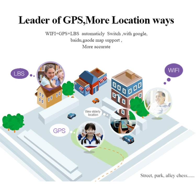 Montre intelligente GPS D99+ avec écran LCD HD de 1,22 pouces pour personnes âgées, étanche, prise en charge du positionnement GPS + LBS + WiFi / numérotation bidirectionnelle / surveillance vocale / premiers secours à une touche / alarme de poignet / ...