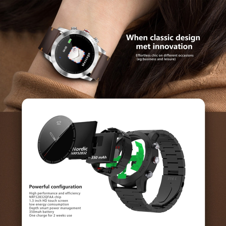 DTNO.1 S10 Bracelet intelligent à écran couleur TFT de 1,3 pouces IP68 étanche, bracelet de montre en acier, rappel d'appel de soutien/surveillance de la fréquence cardiaque/surveillance du sommeil/mode multisport
