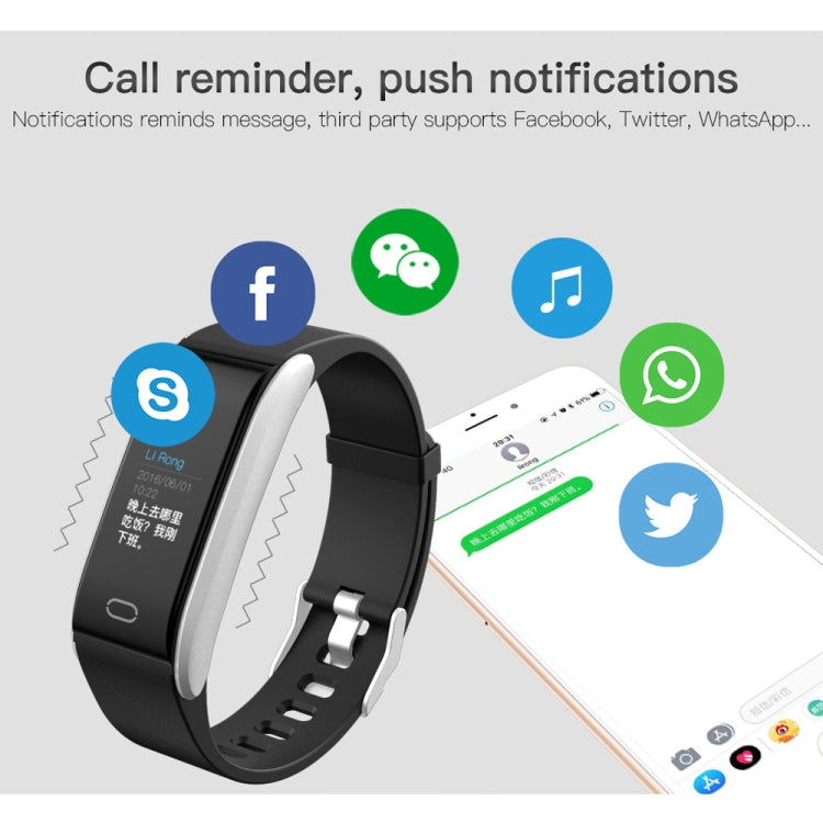 Bracelet intelligent B11 avec écran couleur IPS de 0,96 pouces, étanche IP67, prise en charge du rappel d'appel/surveillance de la fréquence cardiaque/surveillance de la pression artérielle/surveillance du sommeil/rappel de sédentarité
